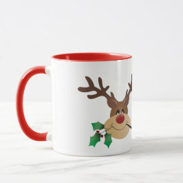 Caneca Feliz Reindeer De Natal Com Mistletoe
