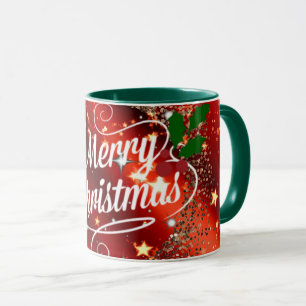 Caneca Feliz relâmpago de Natal e brilho