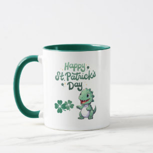 Caneca Feliz Rua. Dia de Patrick. Dinossauro bonito