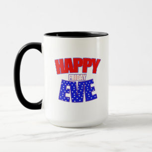 Caneca Feliz Sexta-feira à Vista Letreirismo Retro Humor