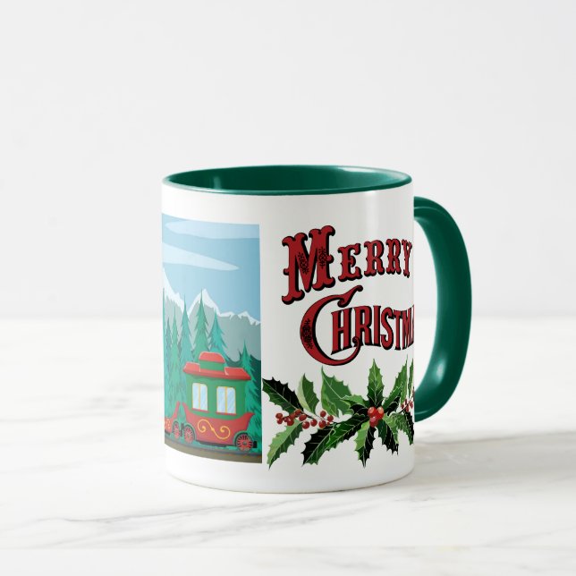 Caneca Feliz trem de Natal (Frente Esquerda)