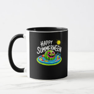 Caneca Feliz Verão entre a melancia de Verão Jack-O-Lante