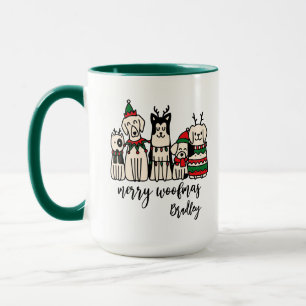 Caneca Feliz Woofmas - Cães Fofos - Nome Personalizado de