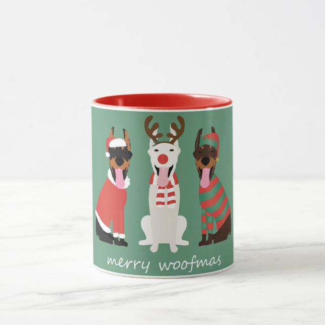 Caneca Feliz Woofmas Dobermann - Cães de Natal (Centro)