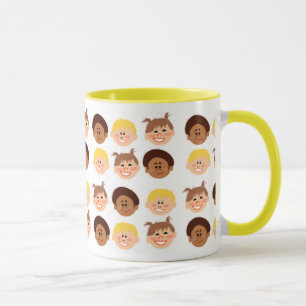 Caneca Felizes Crianças Vintage Fofo Estilo Retro