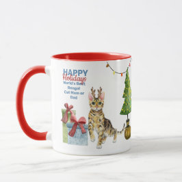 Caneca Felizes Feriados BENGAL Cat Mãe ou Natal PAI