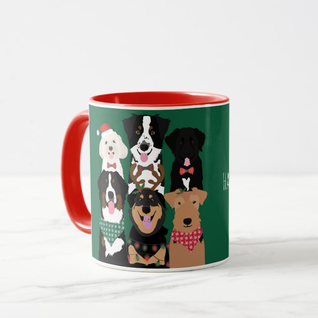 Caneca Felizes Feriados Cachorros Bonitos (Frente Esquerda)