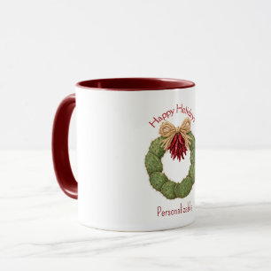 Caneca Felizes Festas Coroa Natural de Pimentões de Cacto