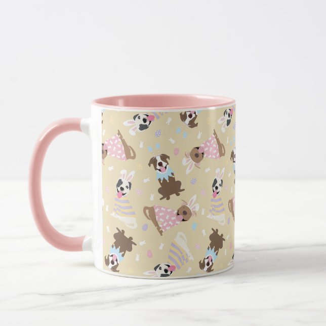 Caneca Felz pascoa americano Pit Bull Terrier Dogs (Esquerda)