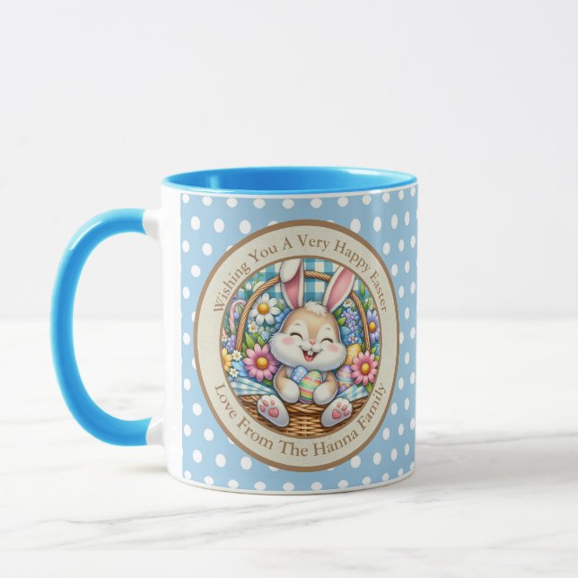 Caneca Felz pascoa com coelhinhos, ovos e flocos (Esquerda)
