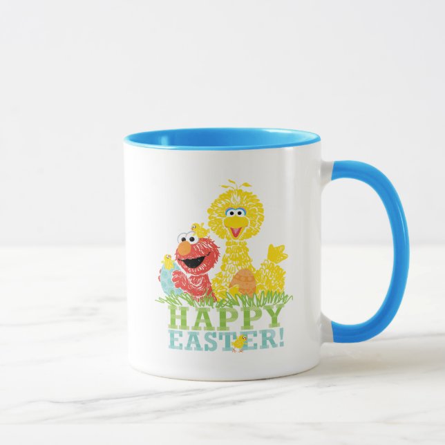 Caneca Felz pascoa de Elmo e Big Bird (Direita)