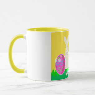 Caneca felz pascoa - lebre engraçada com ovos