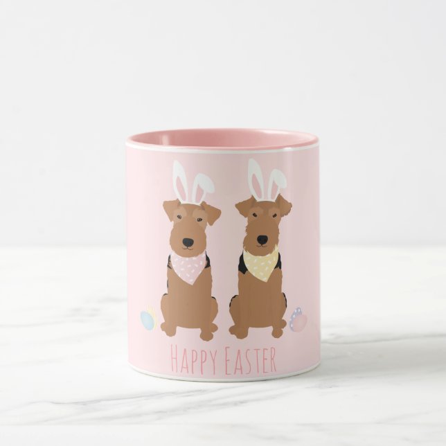 Caneca Felz pascoa Welsh Terriers Cães Coelhinhos (Centro)