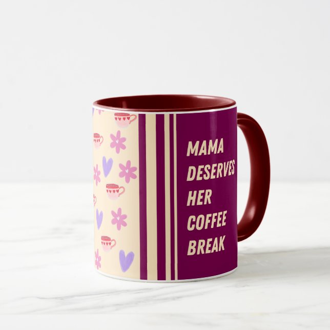Caneca Feminine Stripes Mama Café Break Art (Frente Esquerda)