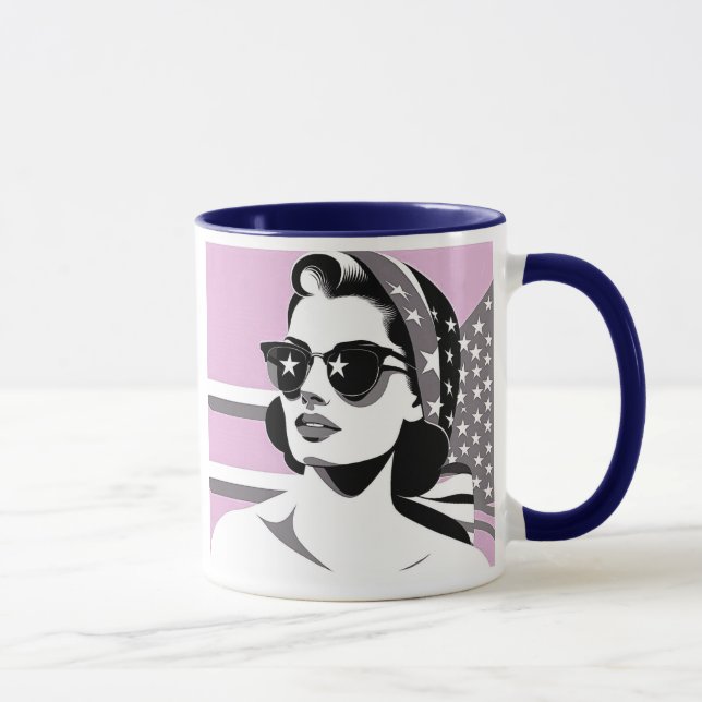 Caneca Femme rétro aux lunettes étoilées. (Direita)