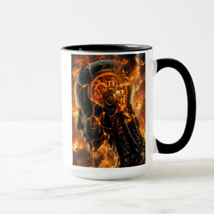 Caneca Fenix Cyborg Ígneo Cabeça Mecânica Brilhante