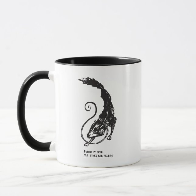 Caneca Fenrir Fenris é um cão livre que viaja a mitologia (Esquerda)