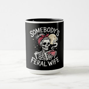 Caneca Feral Funny Coffee Amplia Bebendo Piada Crânio