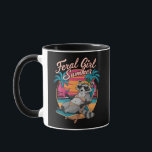 Caneca Feral Girl Summer Beach Funny Raccoon<br><div class="desc">Feral Girl Summer Beach Funny Raccoon</div>