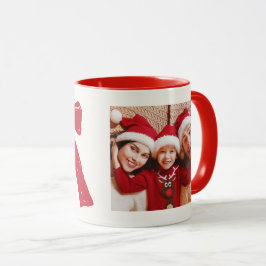 Caneca feriado de arco vermelho de natal com foto persona
