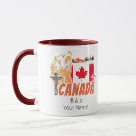 Caneca Feriado De Bandeira E Urso Grizzly No Canadá