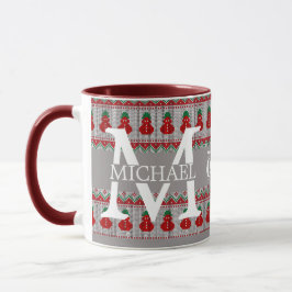 Caneca Feriado de Natal do Simples Elegante Moderno Monog