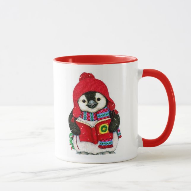 Caneca Feriado de Natal Feliz Pinguim (Direita)