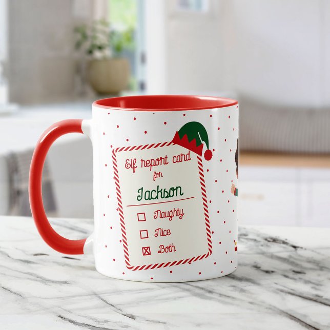 Caneca Feriado de Natal Personalizado do Relatório Elf En (Criador carregado)