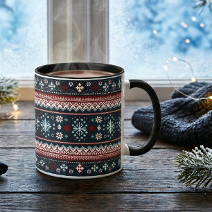Caneca Feriado de Neve Vermelho Azul Feio