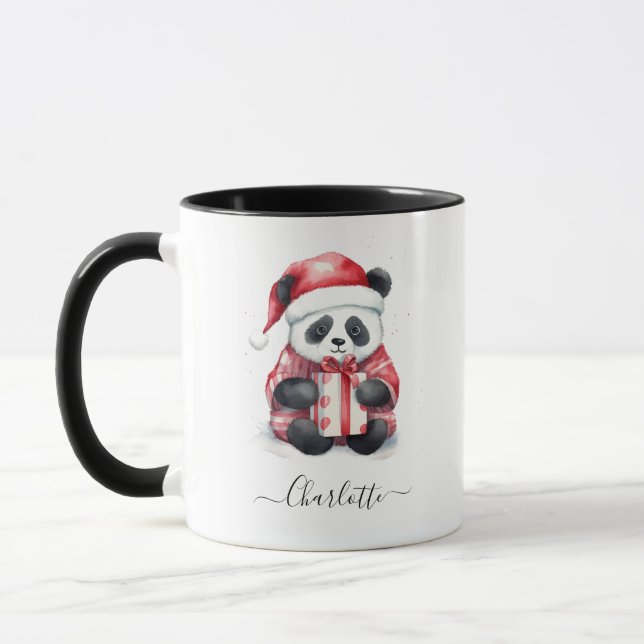 Caneca Feriado Feliz de Natal para Papais noeis de Panda (Esquerda)
