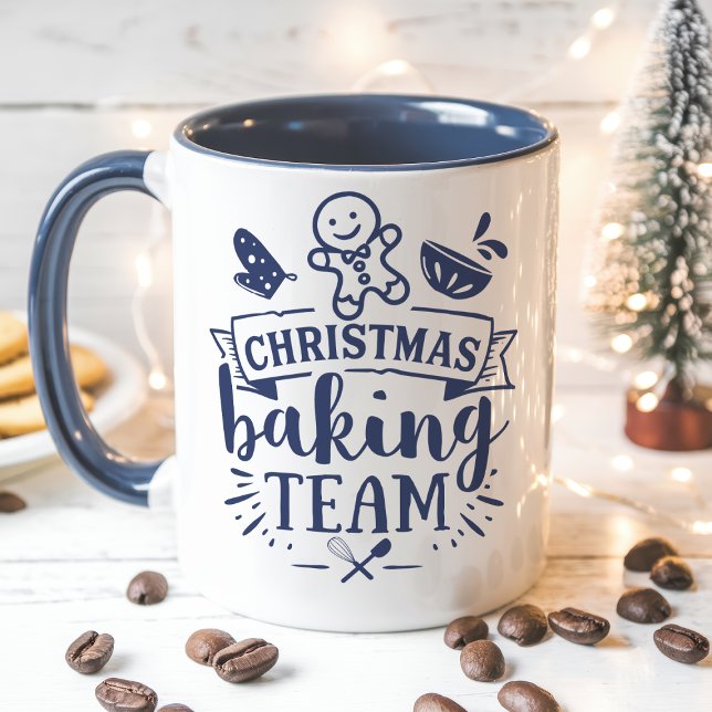 Caneca Feriado Marinho Azul da Equipe Baking de Natal (Criador carregado)