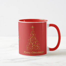 Caneca Feriado nas Estrelas de Natal Dourado Monograma