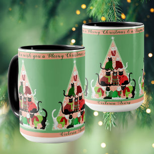 Caneca Feriado Personalizado de Blush Green da Árvore de 