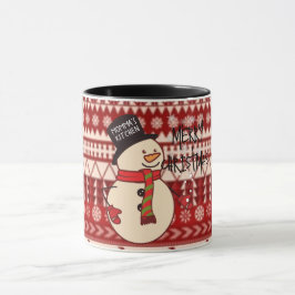 Caneca Feriado Personalizado de Cartoon de Branca de Nata