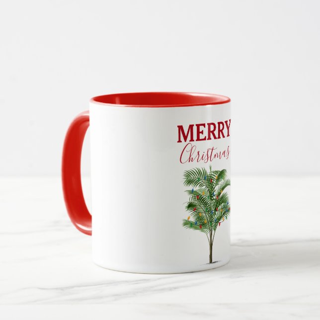 Caneca Feriado Tropical de Natal em Árvore de Palma (Frente Esquerda)