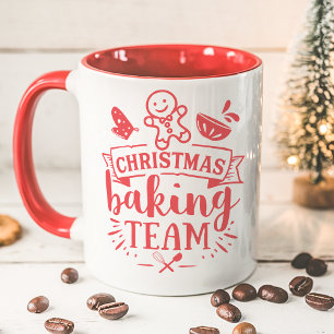 Caneca Feriado Vermelho Cute da Equipe Baking de Natal