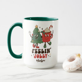 Caneca Feriados de Natal Jolly Feriados Engraçados Nome d