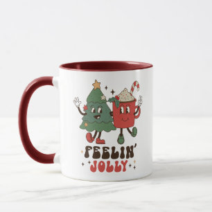 Caneca Feriados de Natal Jolly Feriados Engraçados Retro