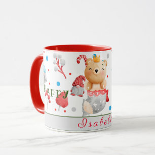 Caneca Feriados de Urso Personalizar Texto e Nome