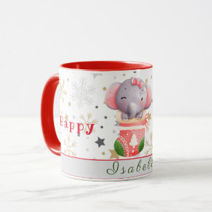 Caneca Feriados do Elefante Personalizar Texto e Nome