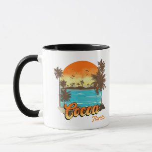 Caneca Férias de Verão na Flórida de Cacau Palm Sunset