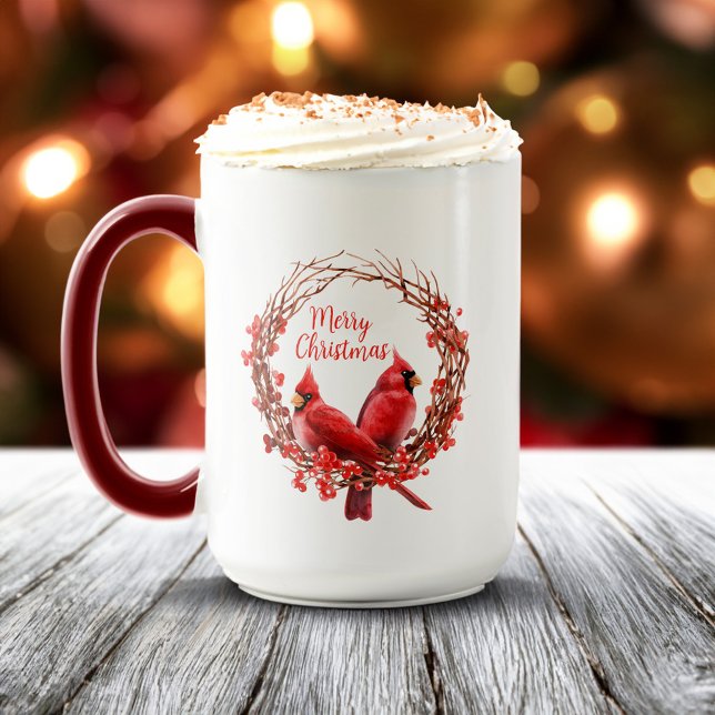 Caneca Férias do Cardeal Vermelho Festivo Natal (Christmas Elegant Festive Red Cardinal Holiday Mug)