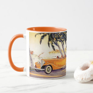 Caneca Férias em Família ao Estilo Antigo em um Carro Con