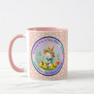 Caneca Férias Feliz das Flores da Páscoa e Coelhinhos da 