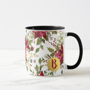 Caneca Férias Natal Poinsettia Flor Holly Berry