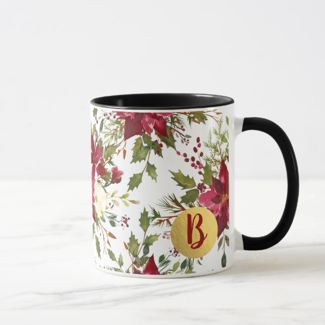 Caneca Férias Natal Poinsettia Flor Holly Berry (Direita)