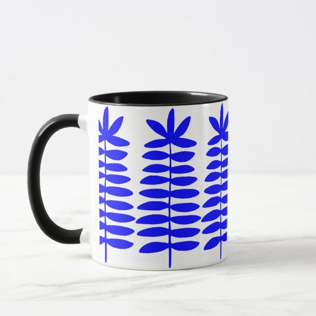 Caneca Ferns Decorativos - Azul (Esquerda)