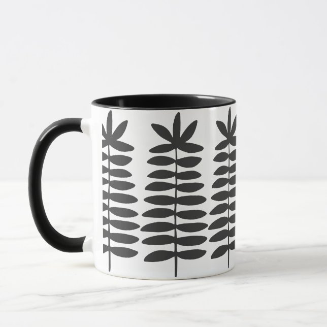 Caneca Ferns Decorativos - Preto (Esquerda)