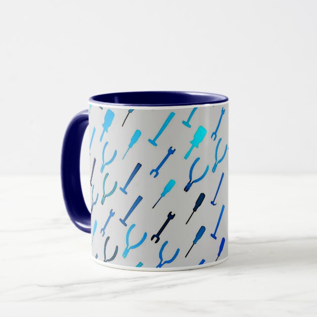 Caneca Ferramentas do trabalhador manual, nas cinzas de (Frente Esquerda)
