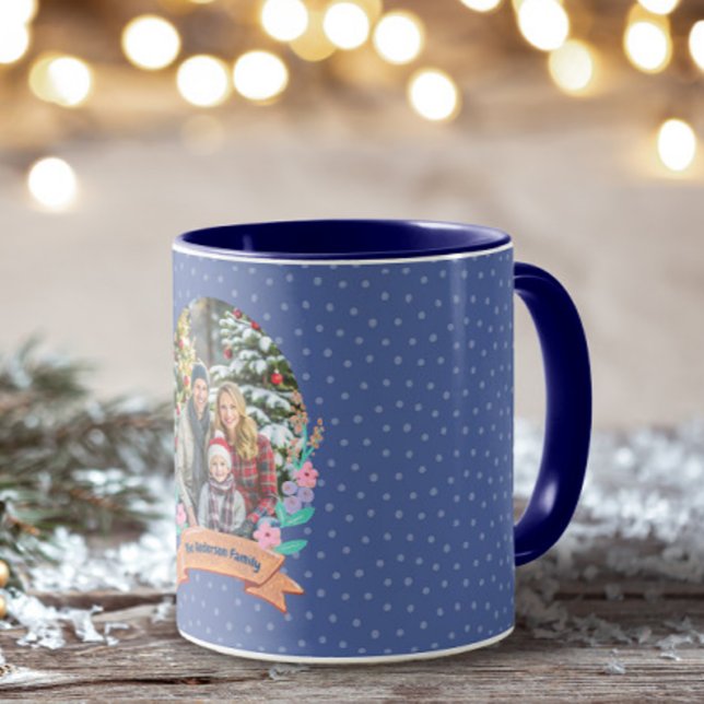 Caneca Festa Azul Violeta Violeta de inverno Natal (Criador carregado)